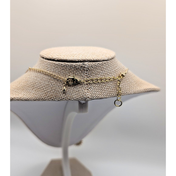 Green And White Cz multi-stone Evil Eye goldtone Necklace 18" W/ Extender nice! - Picture 4 of 7